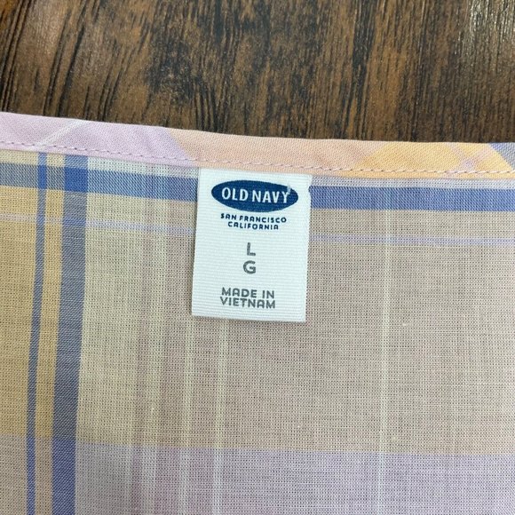 Old Navy Top Large Lilac Plaid Peplum Tank Lightweight Cotton Women's NWT - Picture 11 of 13
